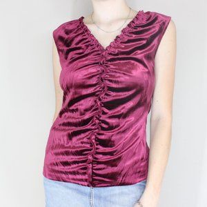Apostrophe Vintage Y2K Goth Fairy Wine / Magenta Ruched Tank Top